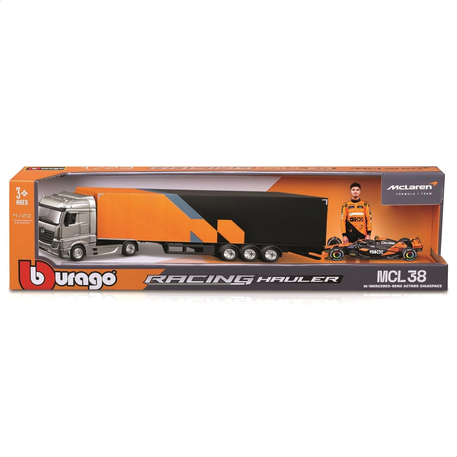 *18-38401 Bburago Bburago McLaren Semi Truck + MCL38 #4 Norris 1:43  F1 2024