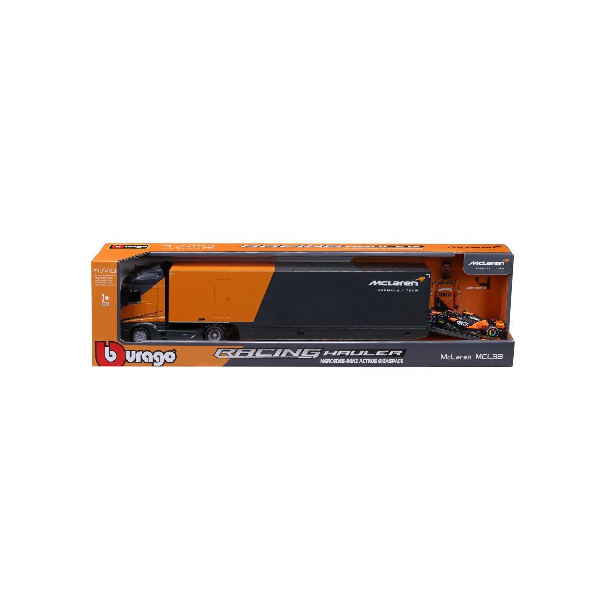 *18-38401 Bburago Bburago McLaren Semi Truck + MCL38 #4 Norris 1:43  F1 2024